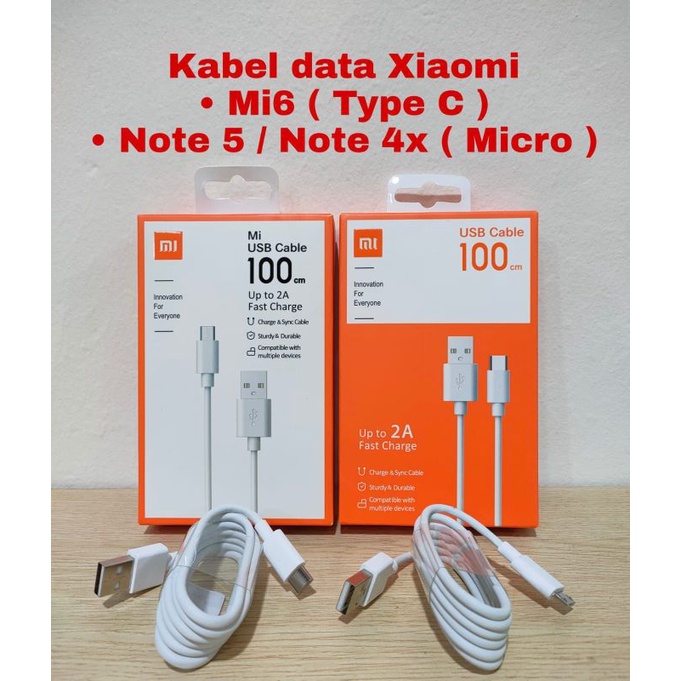 KABEL DATA XIAOMI MI 6/NOTE 5/NOTE 4X ORIGINAL 100% MICRO &amp; TIPE-C FAST CHARGING