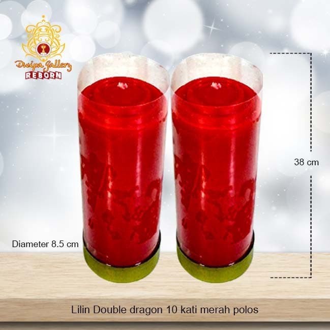 Lilin/Candle Puja Sembahyang Double Dragon 10 Kati Merah Polos