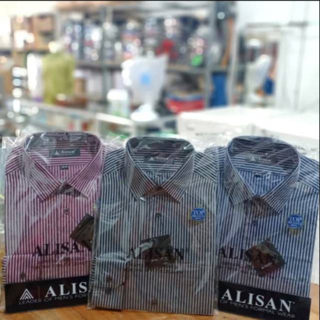 KEMEJA ALISAN MOTIF SALUR LENGAN PANJANG