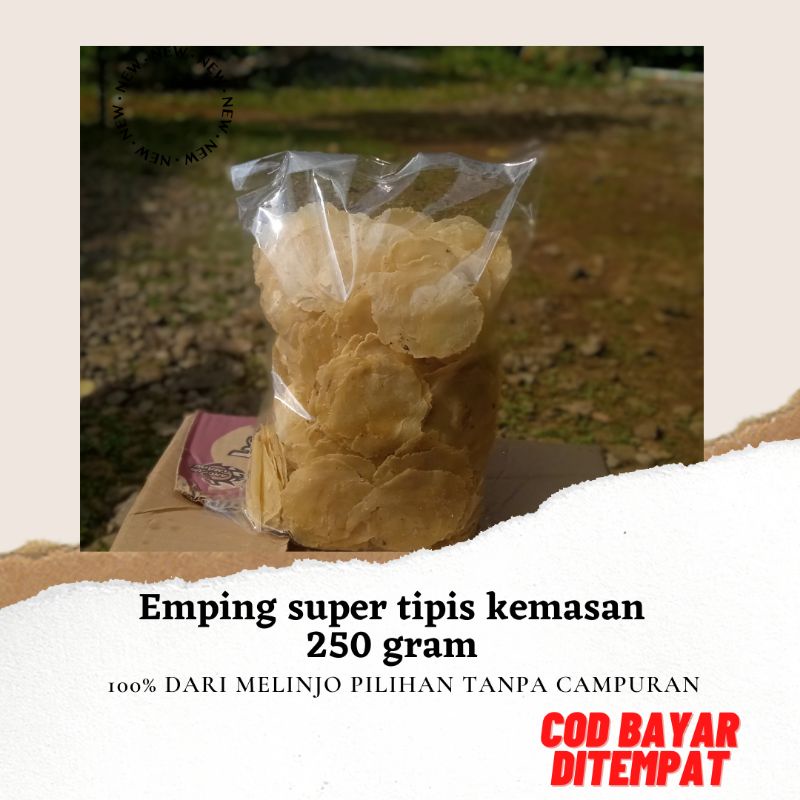 

EMPING MELINJO SUPER TIPIS ASLI LIMPUNG KEMASAN 250 GRAM