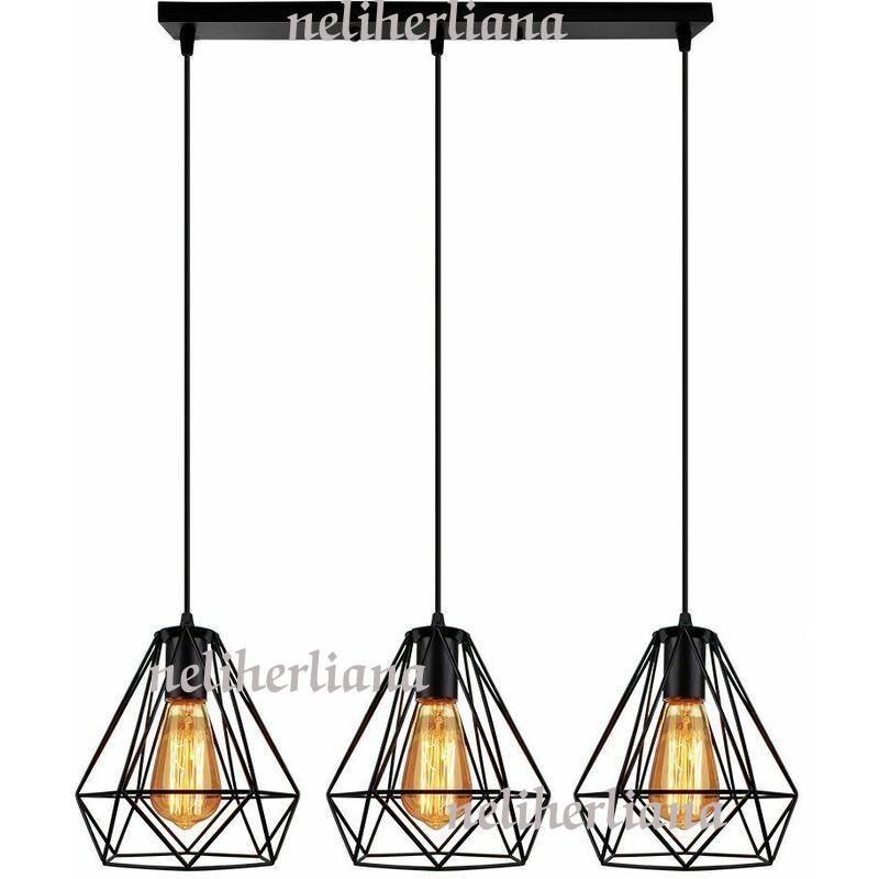 lampu gantung diamond kap panjang minimalis 3in1