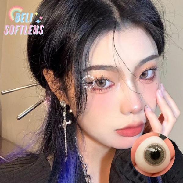 COD SEPASANG SOFTLENS MINI ECLAIRS GRAY GREY NATURAL LOOK SOFLEN SOPLEN MURAH