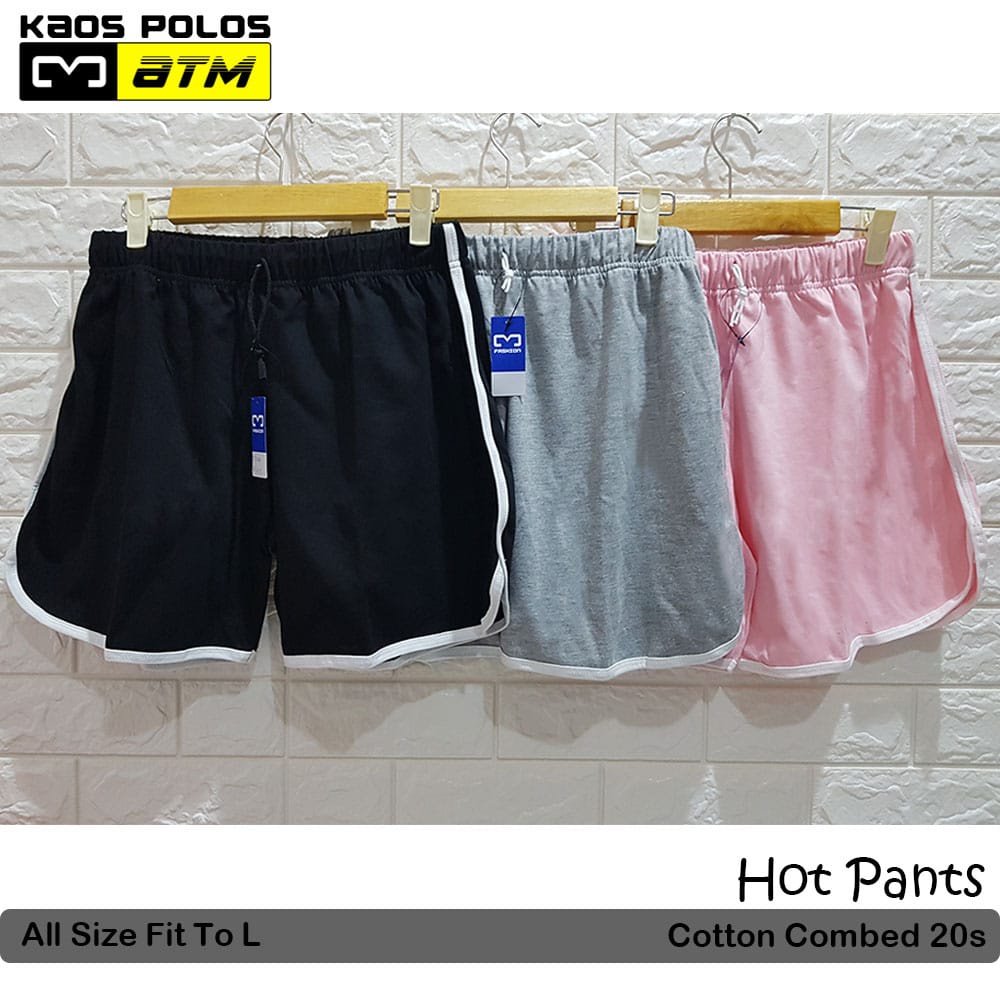 Short Pants Wanita Model Korea 100% Cotton Combed Level DISTRO Bahan Tebal Soft &amp; Adem / Celana Santai Pendek Cewek Perempuan ATM