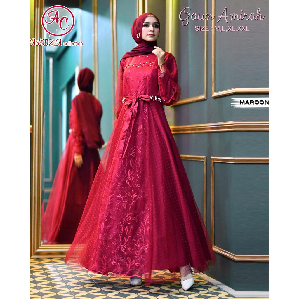 LONG GAMIS TULLE MUTIARA BORDIR / GAMIS AMIRAH