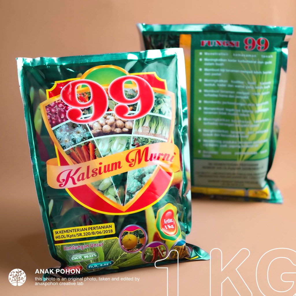 Pupuk KALSIUM MURNI 99 - 1 KG - Anti Jamur Penyakit Layu Mencegah Rontok Bunga dan Buah Tanaman