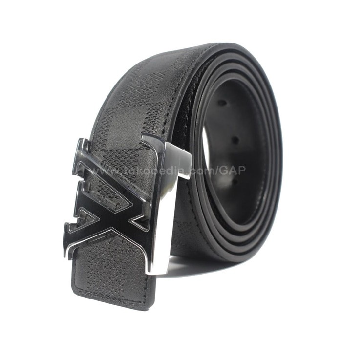 GESPER IKAT PINGGANG PRIA IMPORT | LOUIS VUITTON LV13 SILVER BLACK