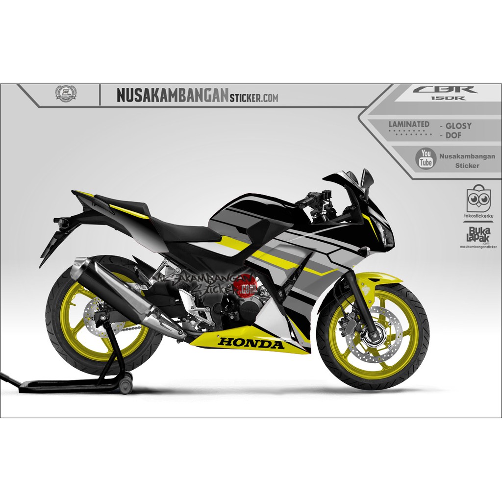 Decal Sticker CBR 150 K45 hitam abu-abu kombinasi kuning