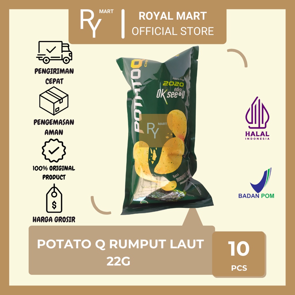 

Potato Q Keripik Kentang Rasa Rumput Laut 22g x 10's
