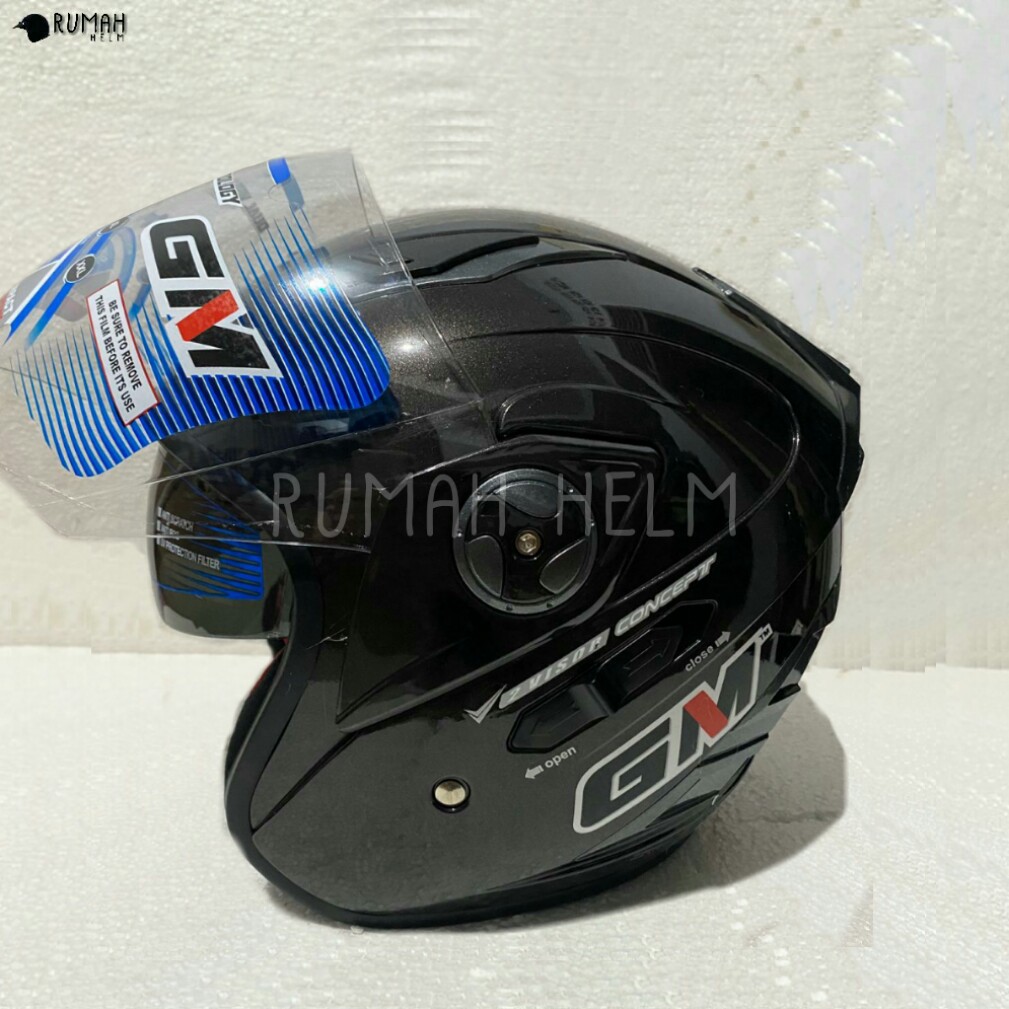 Jual Helm Half Face GM Interceptor Double Visor Solid Polos Indonesia