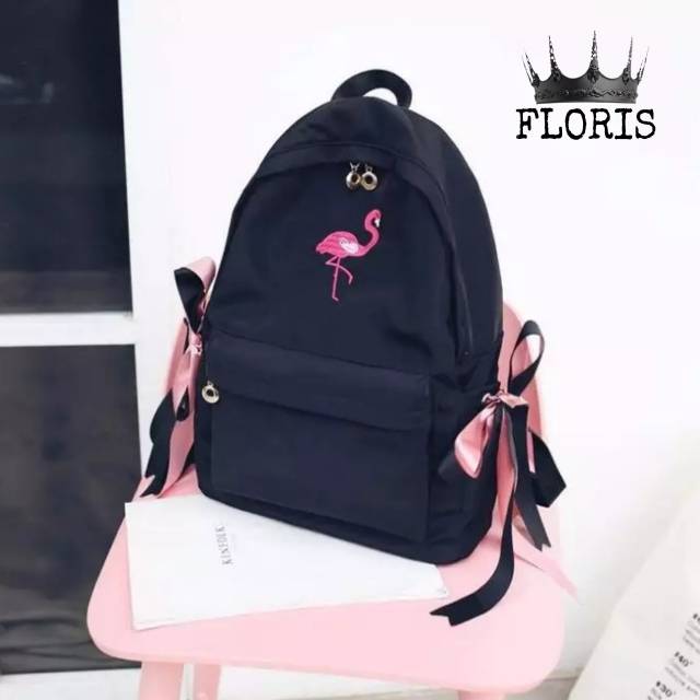 Tas ransel angsa 2pita floriss flamingo