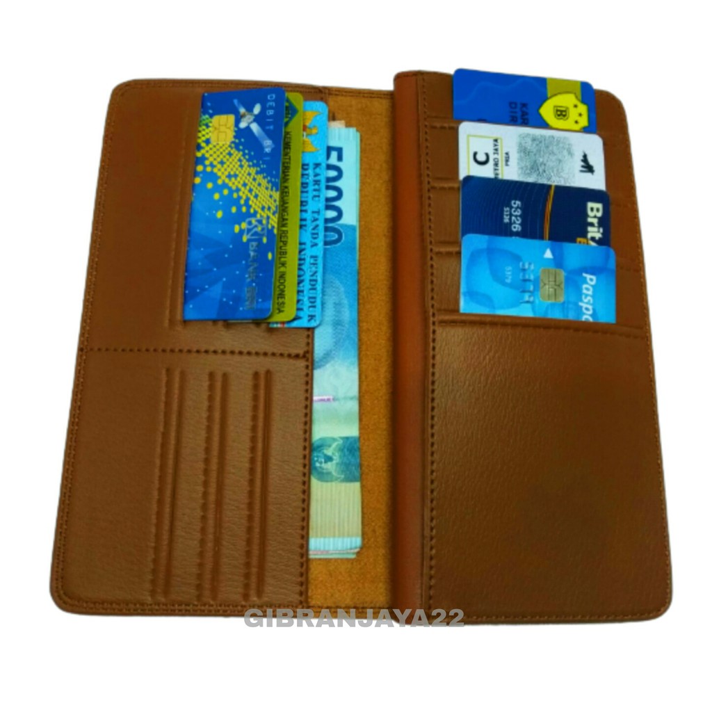 Dompet Pria dan Wanita Panjang  Kulit Sintetis 14 Slot Card  L