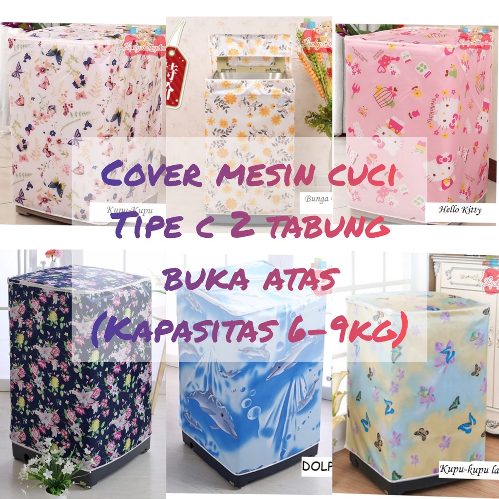 [BIG SALE] [Tipe C 2 Tabung] Cover Mesin Cuci Bahan satin