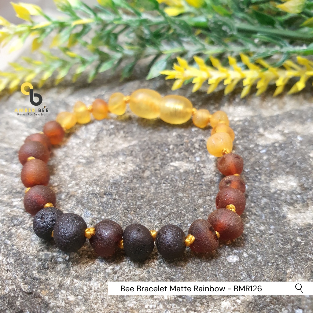 Kalung Amber Pereda Nyeri Tumbuh Gigi Bayi &amp; Anak Matte Rainbow NMR104 By Amber Bee