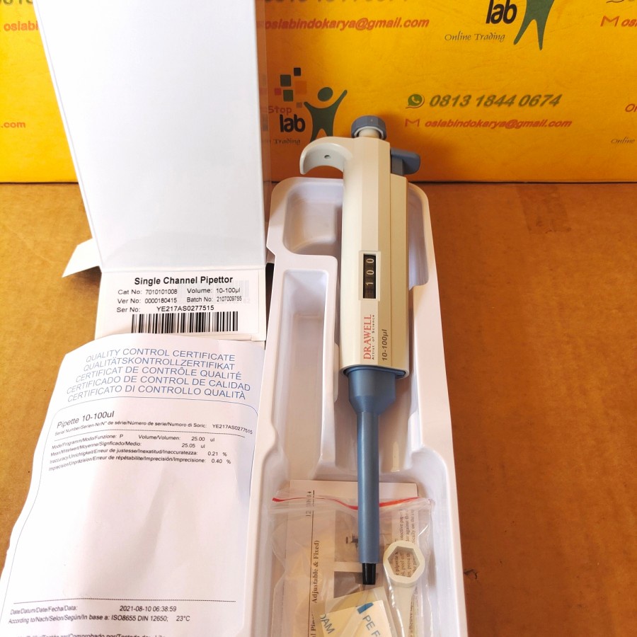 Jual DRAWELL Micropipette 10 100 uL Mikropipet adjustable volume
