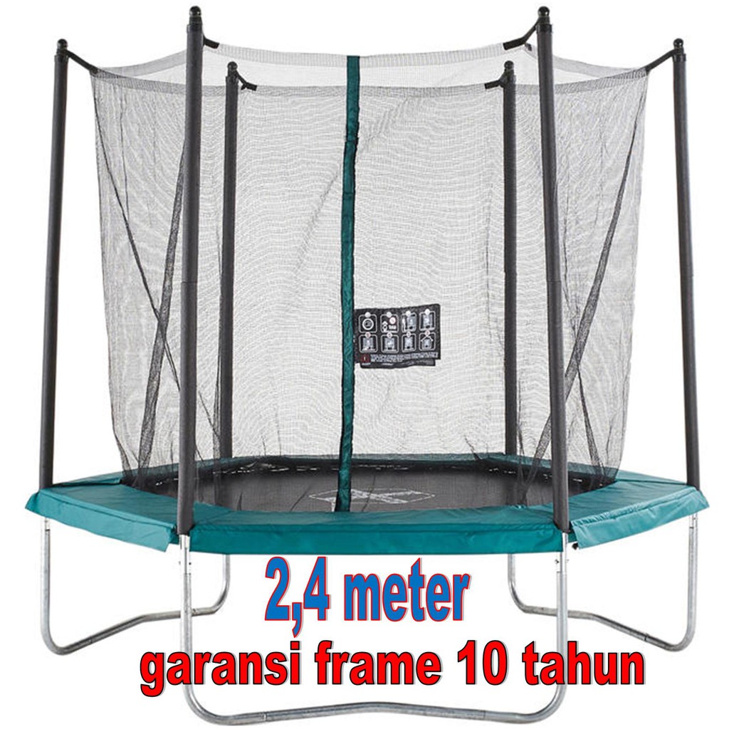 Trampolin bulat 2,4 M round Trampoline 8 Feet ft 8feet 8ft Kaki 240cm Besar Dewasa & anak 2 big size