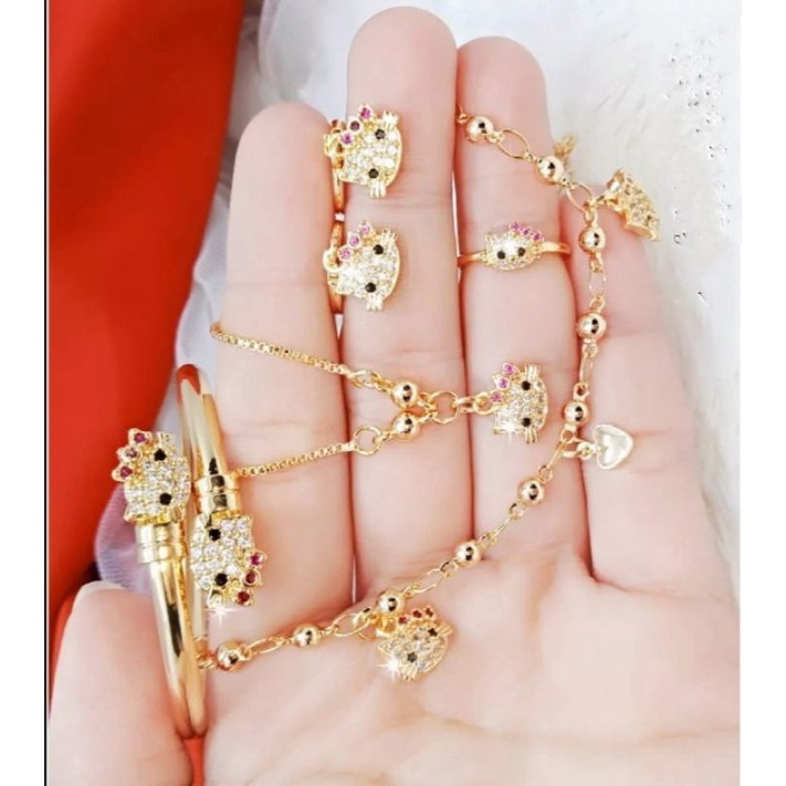 perhiasan Xuping anak set HK A1,1 set perhiasan anak komplit kalung gelang cincin anting dan gelang kaki