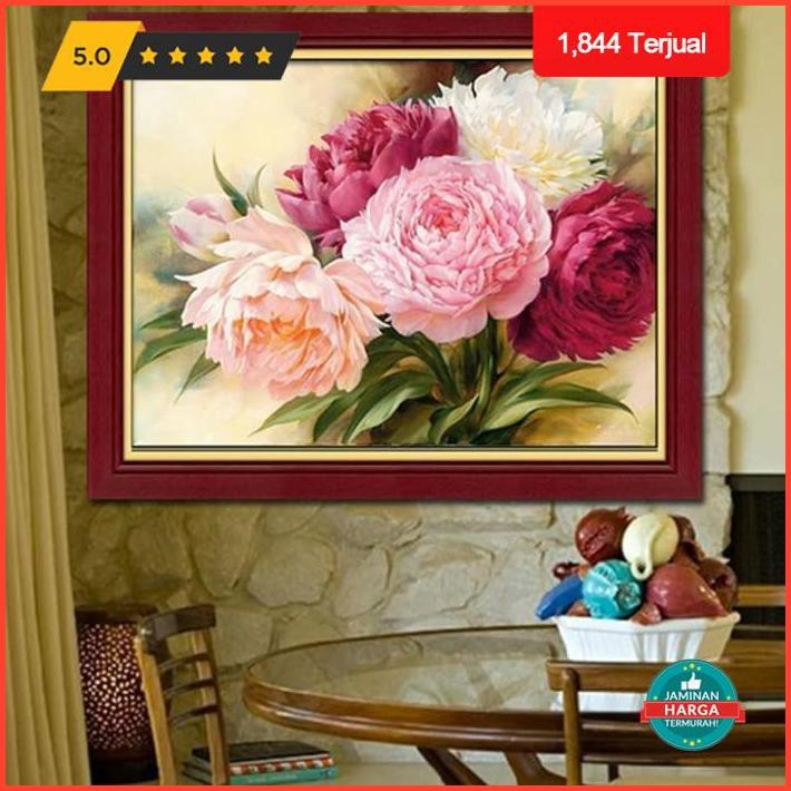 Dekorasi Rumah Diy Diamond Painting 5D Bunga Peony 40X30Cm D520 Exclusive