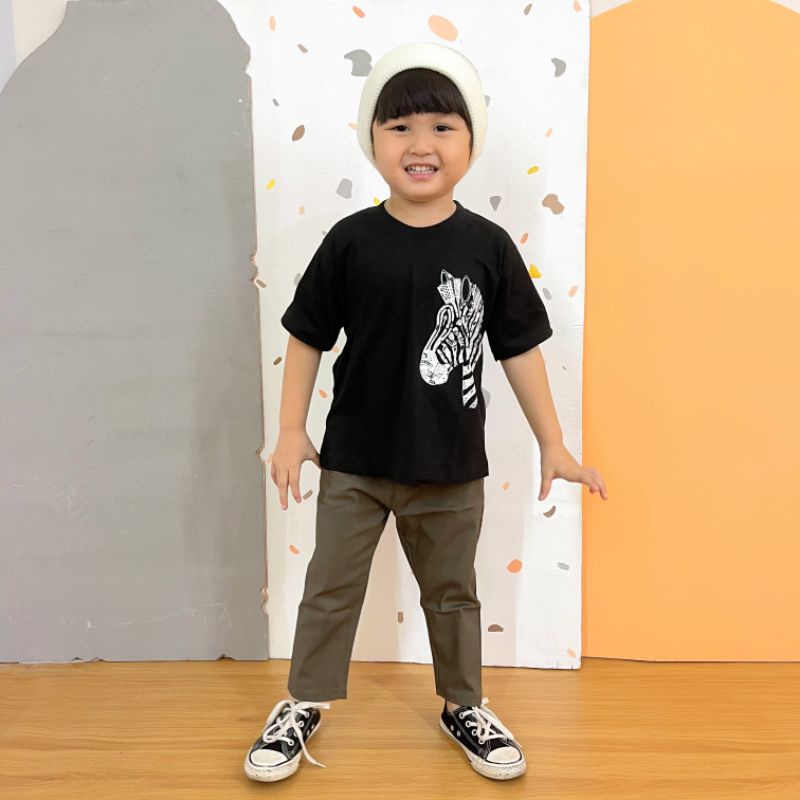 BASIC TEE - 7.7 Promo Kaos Anak Sablon Karakter Hewan Baju Bayi Premium Kids Cewek Cowok Laki Perempuan 1-4 Th