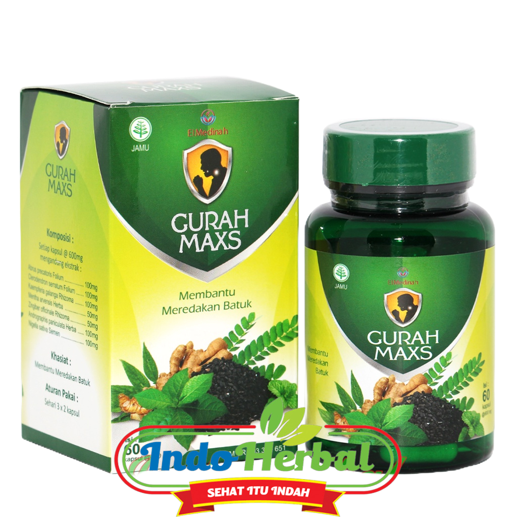 Kapsul Gurah MAXS El Medinah | Herbal Merdakan Batuk isi 60 kapsul