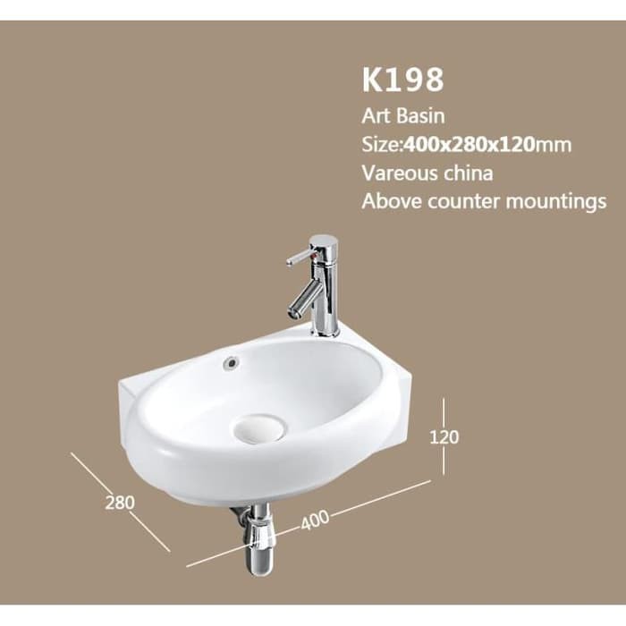 WASTAFEL TEMPAT CUCI TANGAN WALL HUNG LAVATORY WIKEA K 198 BODY ONLY