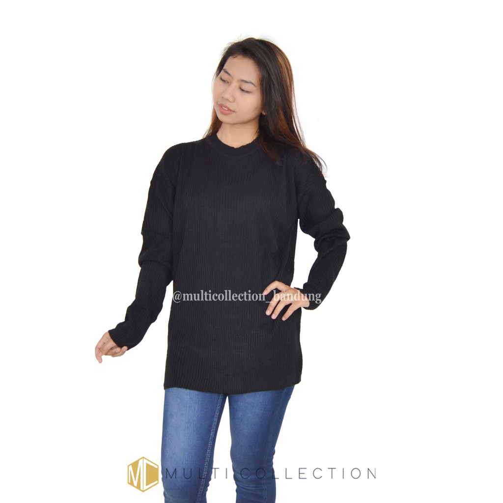 BOXY PREMIUM JUMBO MCRD / Baju Sweater / Rajut Jumbo / Sweater Over Size / Sweater Rajut Wanita-Hitam