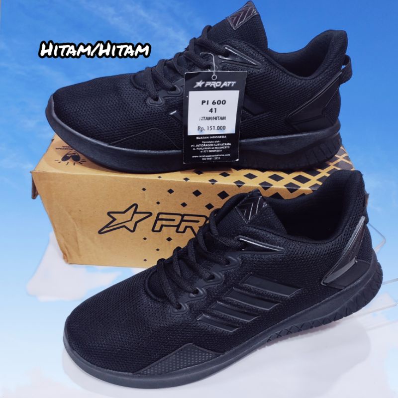 Sepatu Pro Att Pi 600 Original Sepatu Sekolah / Kerja Hitam Polos Size 39 s/d 43 Murah - Hitam