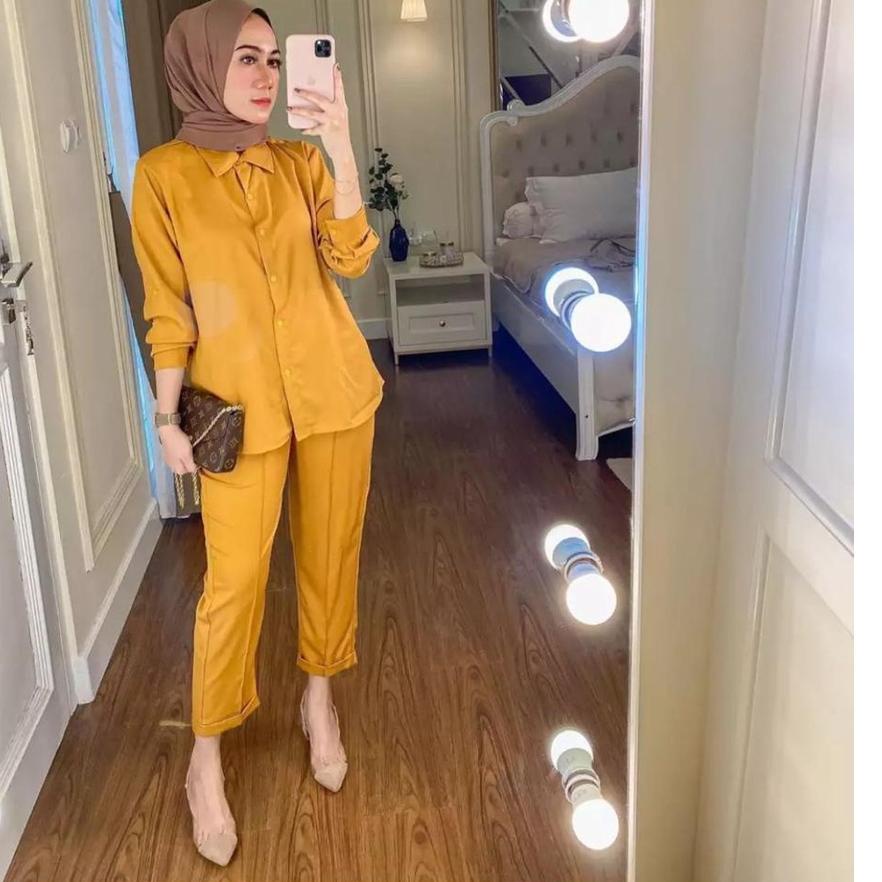 Paling Dicari.. Setelan Kemeja polos wanita / oneset Kemeja wanita Moscrepe / Setelan Kancing terbar