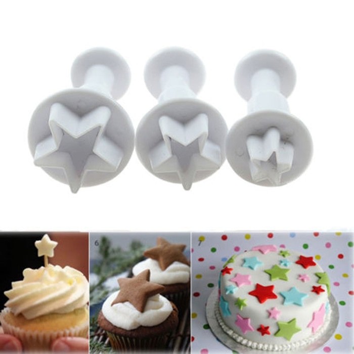 Fondant Plunger Cutter  - Cetakan Fondant Star Shape (3pcs)