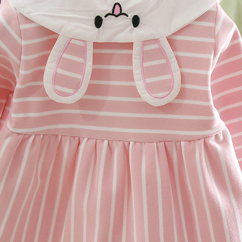 DR26-Dress Bayi Garis Smiley Kelinci-5