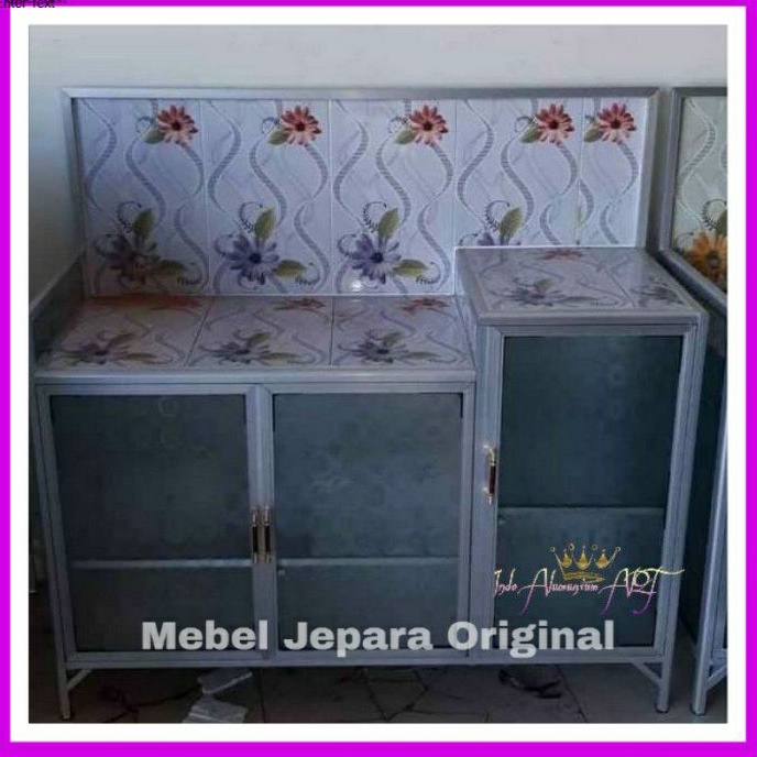 Kitchen set Lemari Dapur / Rak Piring Pintu 3 Minimalis Almunium