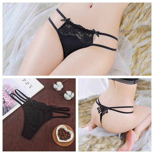 Celana Dalam Wanita Tali Lace G String busur berongga bordir Seksi C226