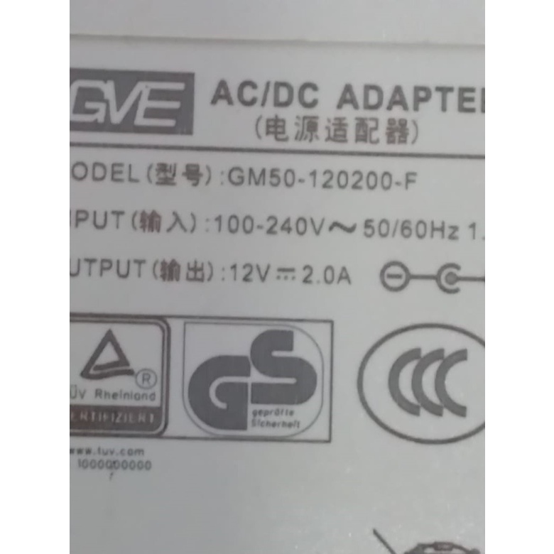 bekas normal adaptor gve ac dc apdapter gm50-120200-f output 12v 2a bekas adptor led display counter