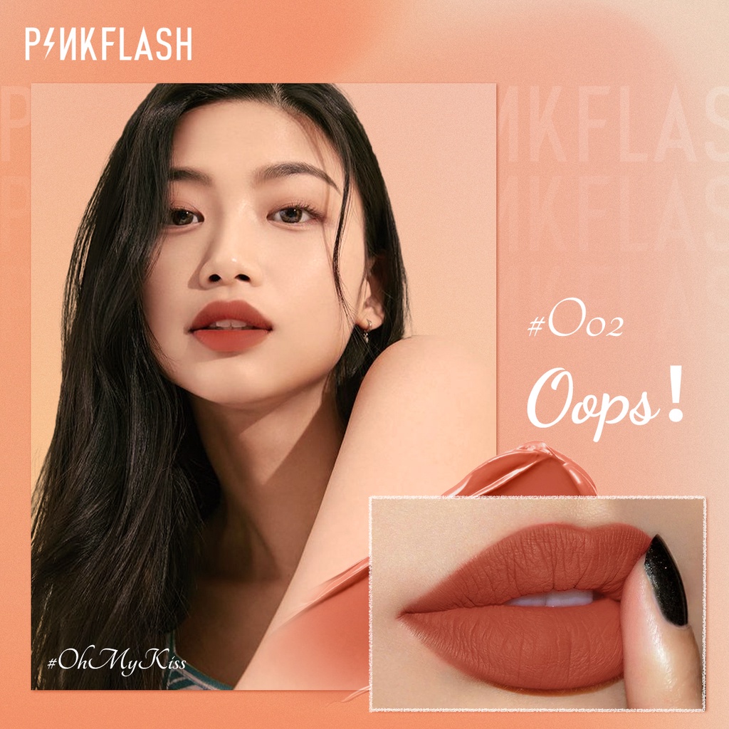 PINKFLASH  2PCS/SET Matte Tahan lama  Liquid Lipstick + Lip Gloss Lip Care Shimmer Pigmentasi tinggi