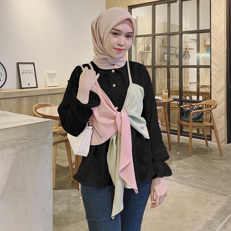 Rosi Top Atasan Blouse Muslim Korean Style Wanita Fashion Terlaris