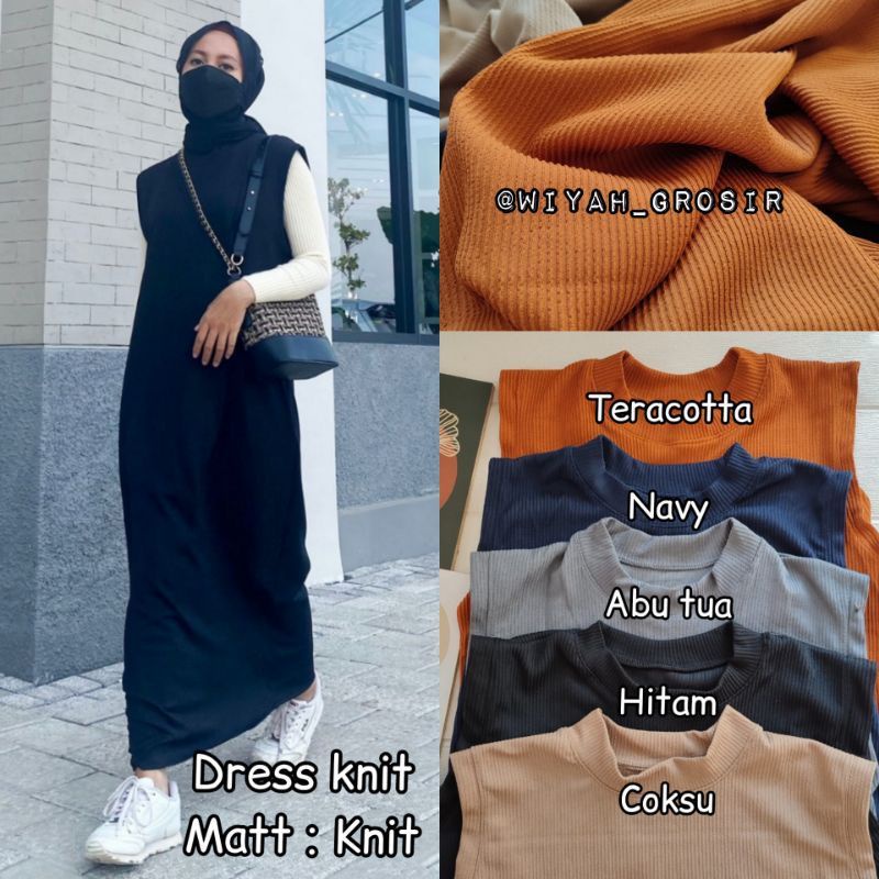 INNER DRESS KNIT Premium Plisket Tanpa Lengan Inner Dres Rajut Super Long Overal Maxy High Quality