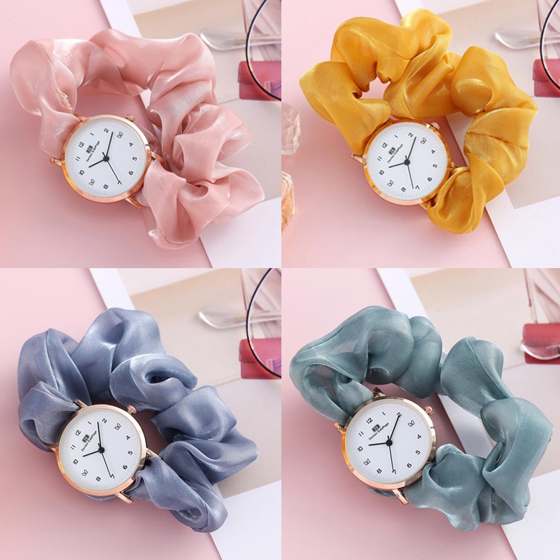 HARGA TERBAIK✅ Jam Tangan Wanita New Model Ikat Rambut Unik Terbaru Fashion Wanita Impor Scrunchie Jam Tangan Wanita Korea Pita Aloi Elastis Aksesoris Arloji Women Watches Cewek Kekinian Bunga Daisy -JW2