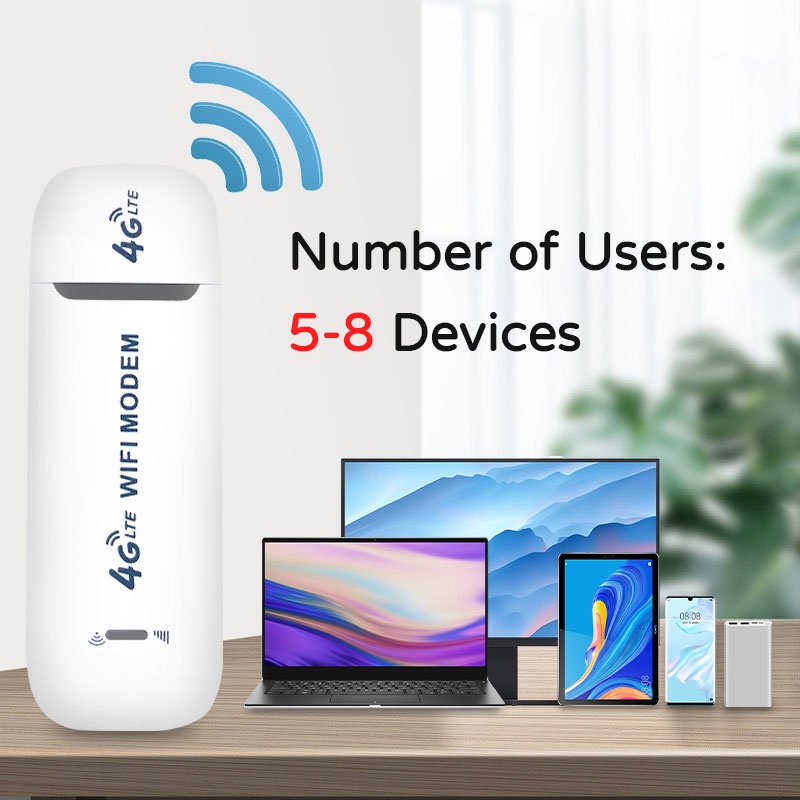 Modem 4G LTE Speed 150Mbps Travel Use Home Use USB Interface Support 8 Devices