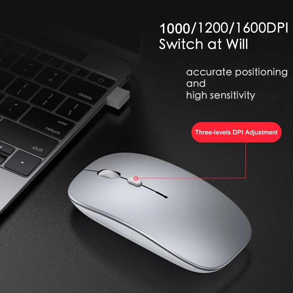 BENCO Mouse Wireless 2.4G Silent Click Optical 1600DPI Receiver USB Charger Untuk Laptop Pc Windows Linux Mac dan ChromeOS