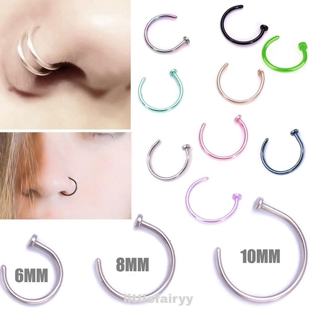 6 8 10mm Surgical Steel Open Nose Hoop Ring Piercing Stud Body Jewellery