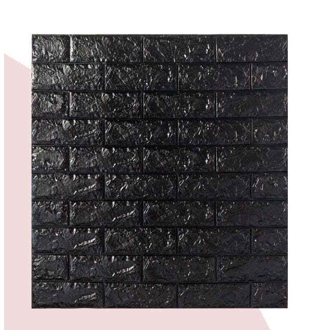 Wallpaper Tembok Dinding 3D Model Batu Bata Putih/Walpaper Tembok Dinding Untuk Mempercantik Ruangan-Hitam