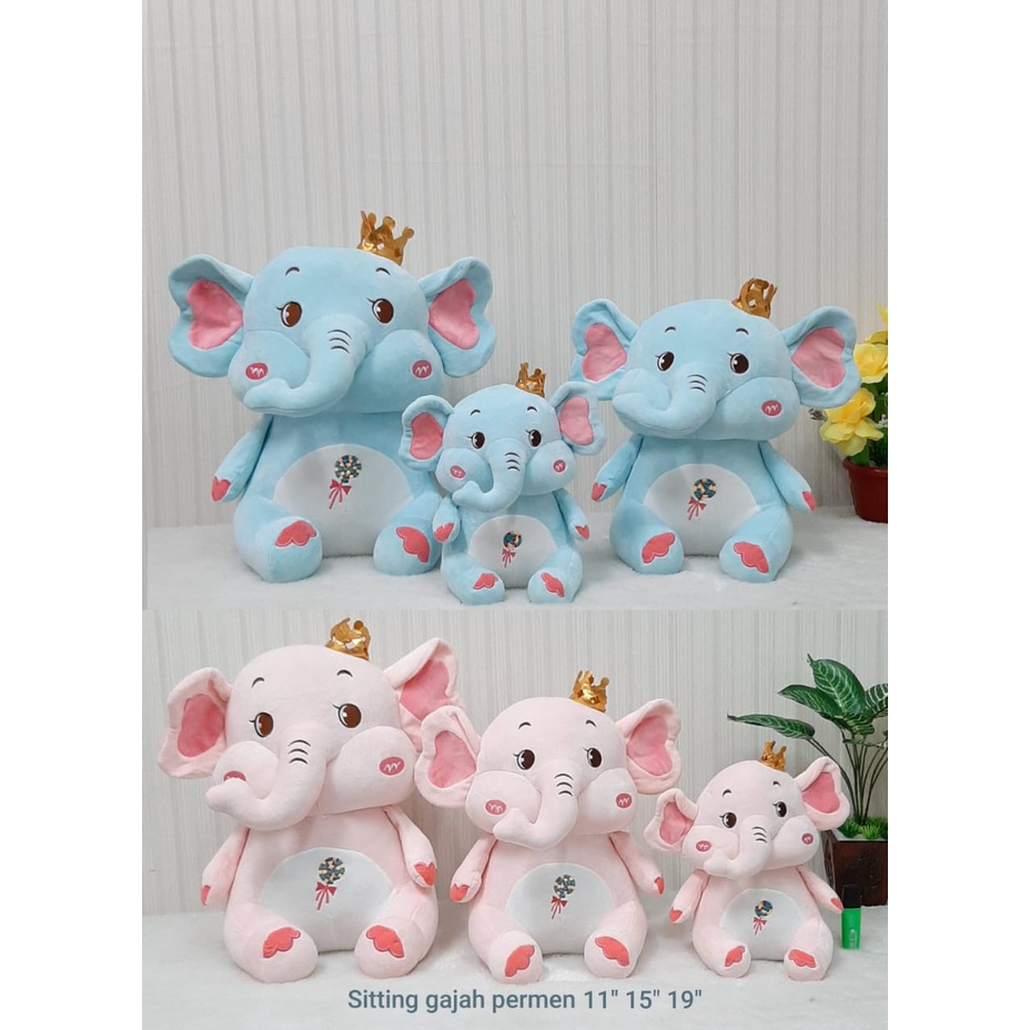 Boneka Gajah Permen Size 11&quot;/28cm/boneka elephant/boneka animal/boneka lucu