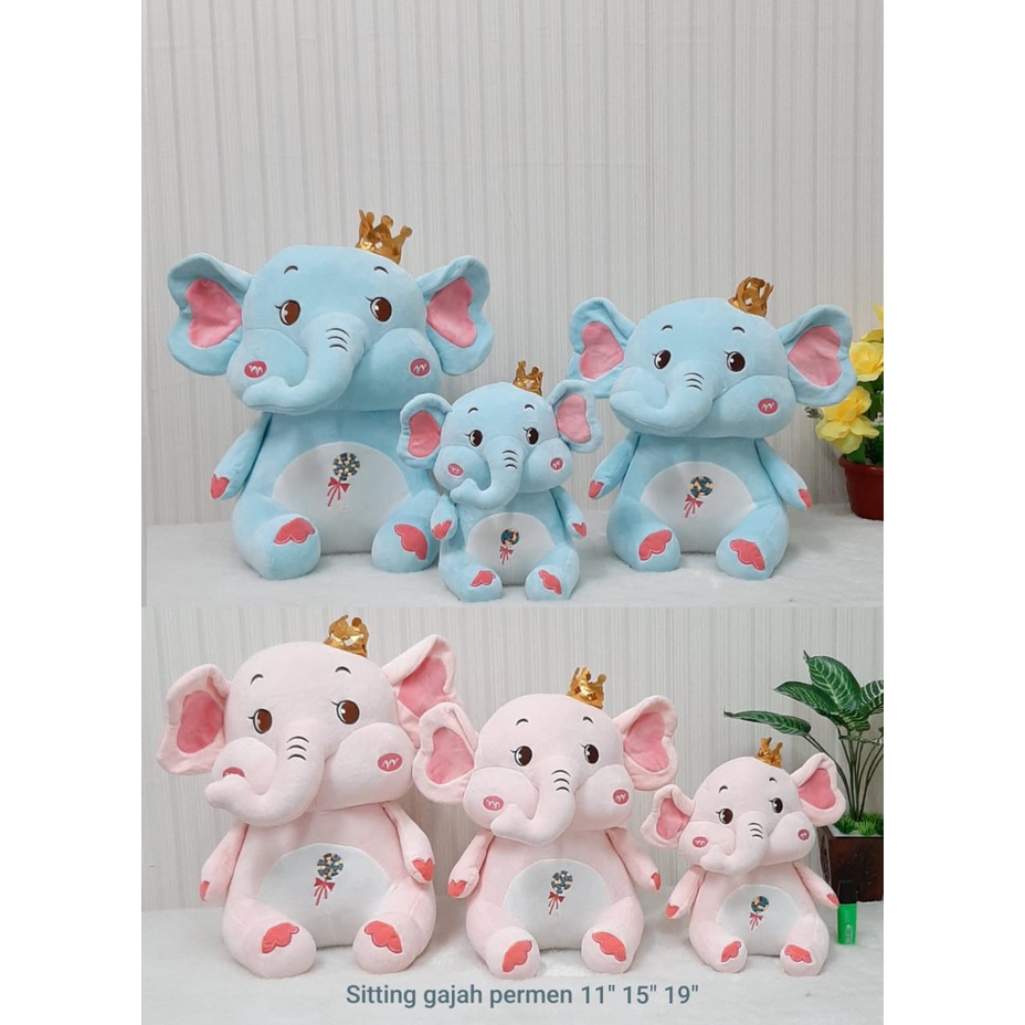 Boneka Gajah Permen Size 15&quot;/35cm/boneka animal/boneka elephant/boneka lucu