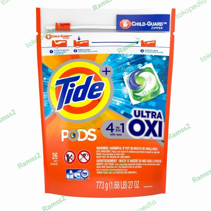 Tide 4 in 1 Ultra Oxi Pods Capsule Liquid Detergent USA Singapore