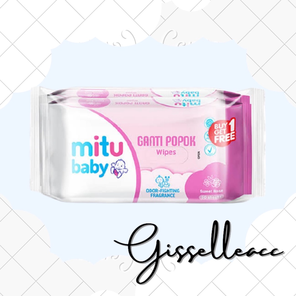 Mitu Baby Wipes / tisu basah mitu Sweet Rose 50 sheets BUY 1 GET 1