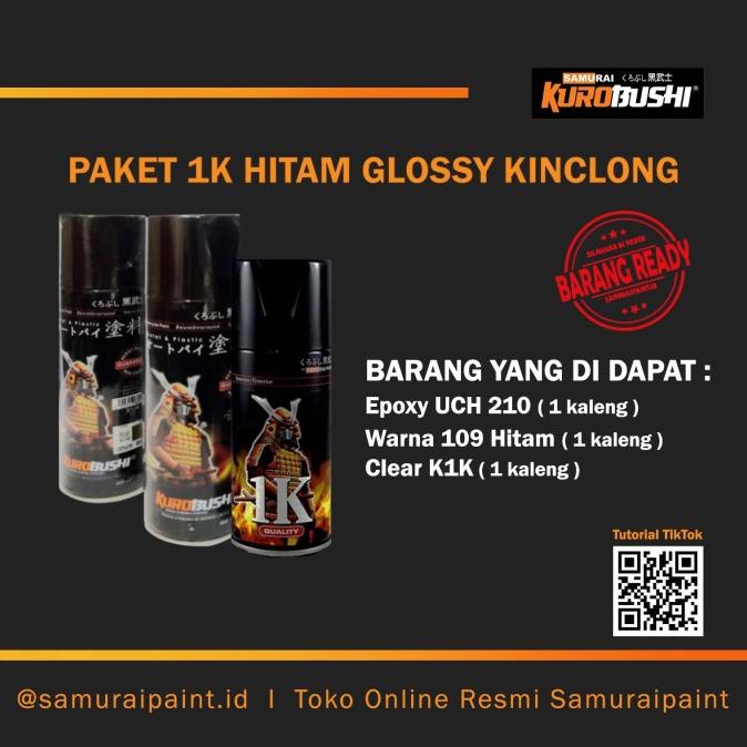 Paket 1K Hitam Glossy Kinclong, Samuraipaint, Cat Semprot