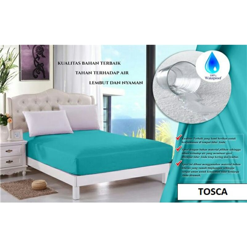 Theora Sprei Waterproof Polos Hijau Tosca | Seprei Anti Ompol | Sprai Anti Air | Sepray Tahan Air | Sprei Waterproof Murah | Sprei Anti Bocor