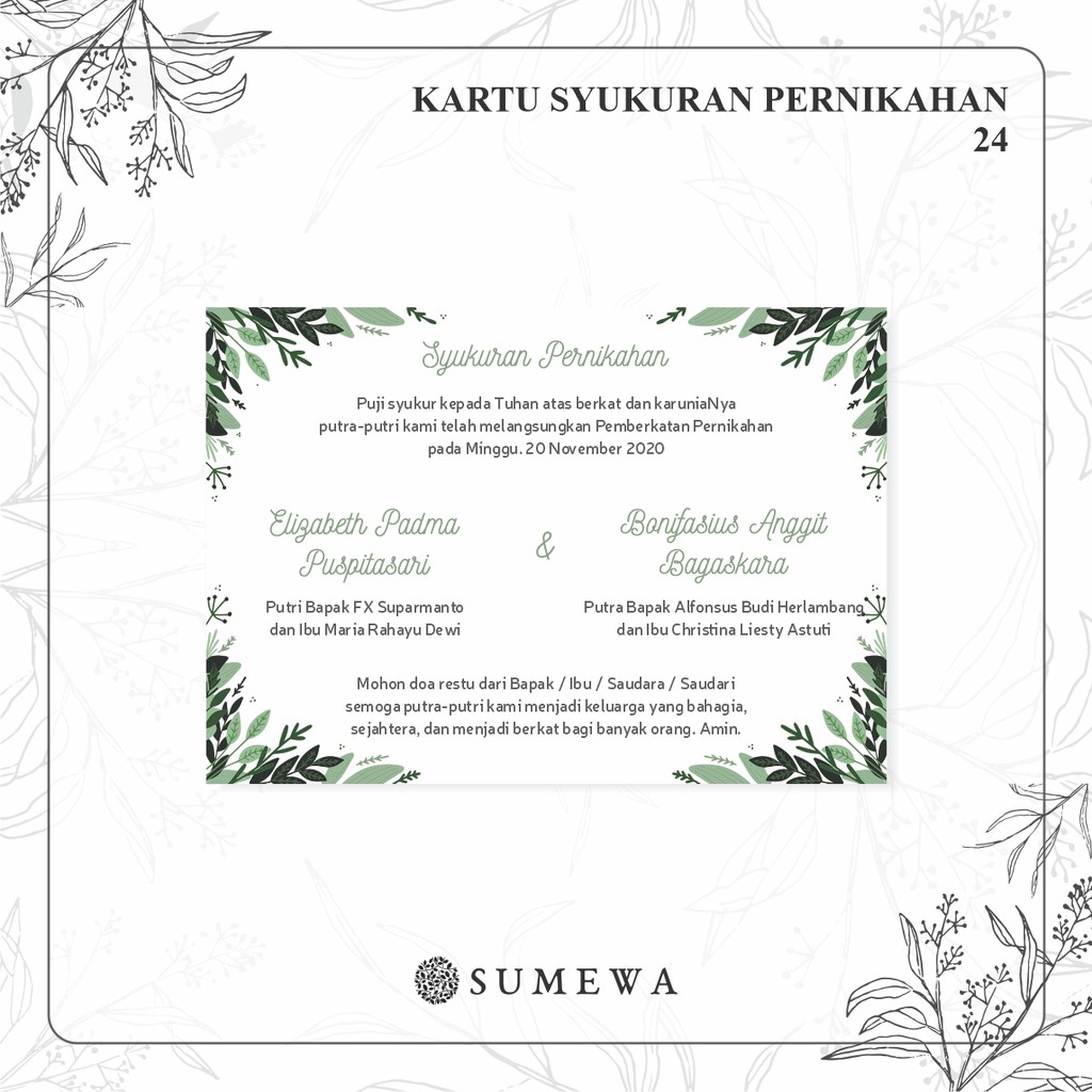 Jual Kartu Ucapan Syukuran Pernikahan / Kartu Tasyakuran Pernikahan