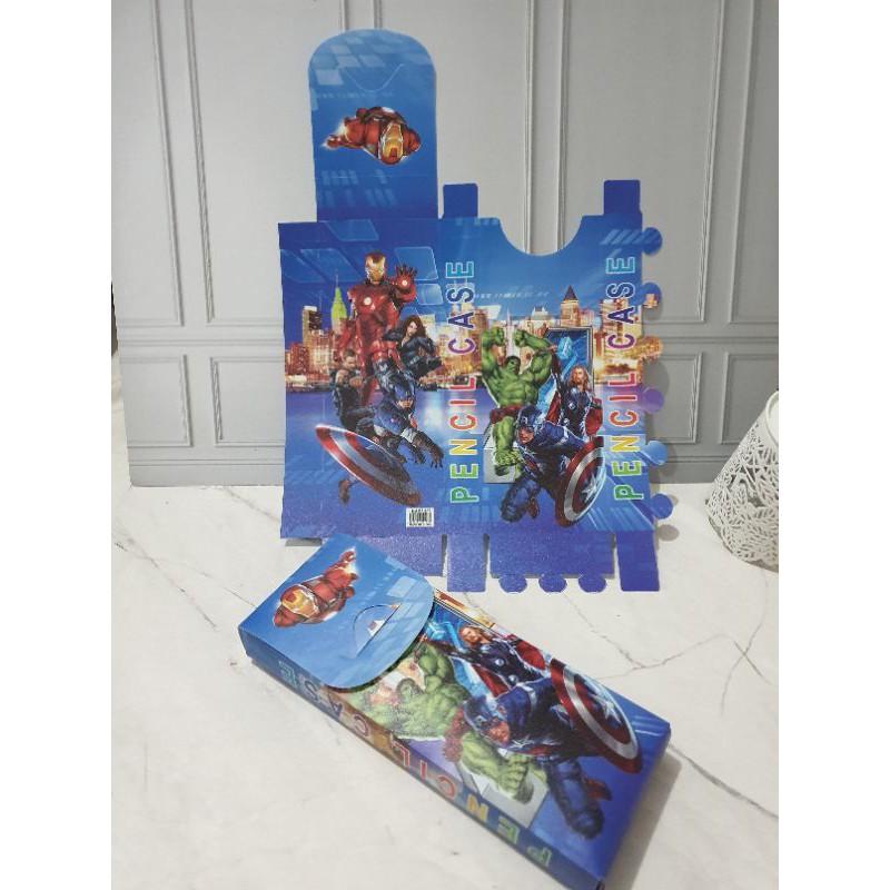 (12pc) kotak pensil rakit murah/tempat pensil buat sendiri/kotak pensil karakter rakit/pencil case-Avenger
