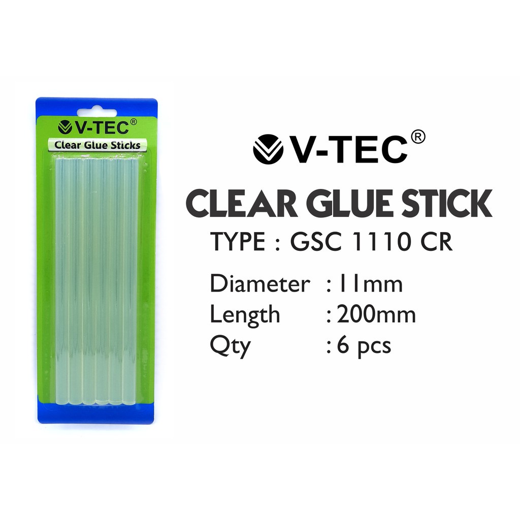 

V tec refill glue stick gun lem tembak diameter transparan warna 7 11 mm