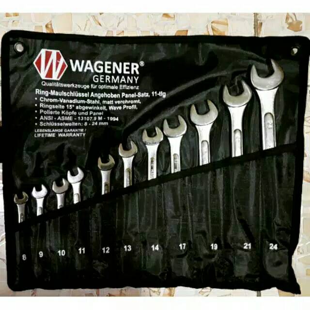 KUNCI RING PAS 11 pcs SET (8-24MM) WAGENER GERMANY GARANSI SEUMUR HIDUP